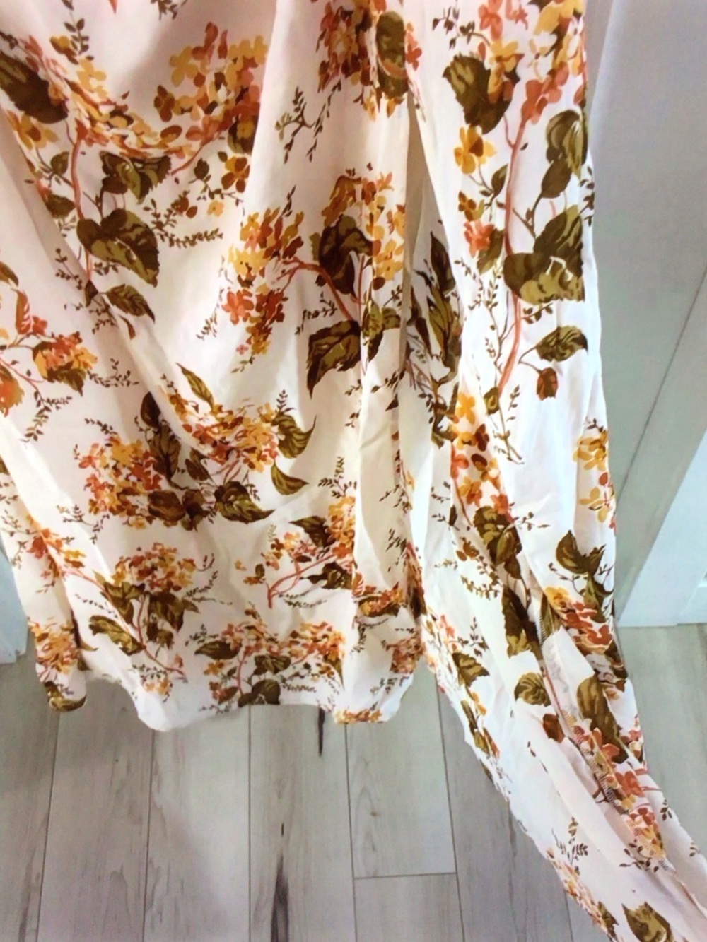 Reformation Cream Maxi Dress with Olive and Mustard Floral Print - Picture 7 of 9